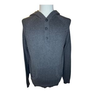 New Flag & Anthem Men's Gray Buttoned Neck Knitted Hoodie Sweater Size Small NWT